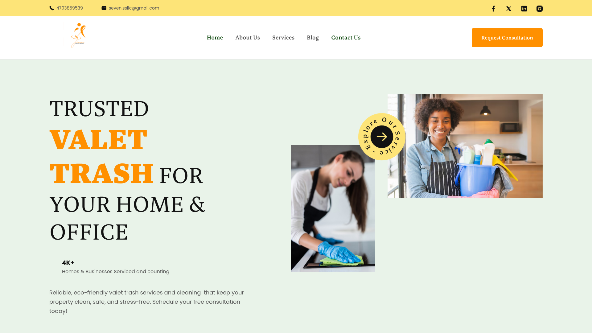Seven Specialty Cleaning website screenshot